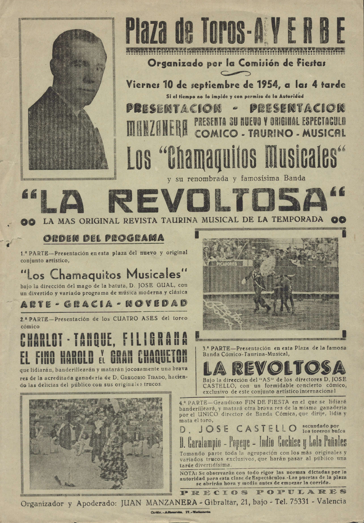 Cartel del espectáculo taurino musical “La Revoltosa”.
