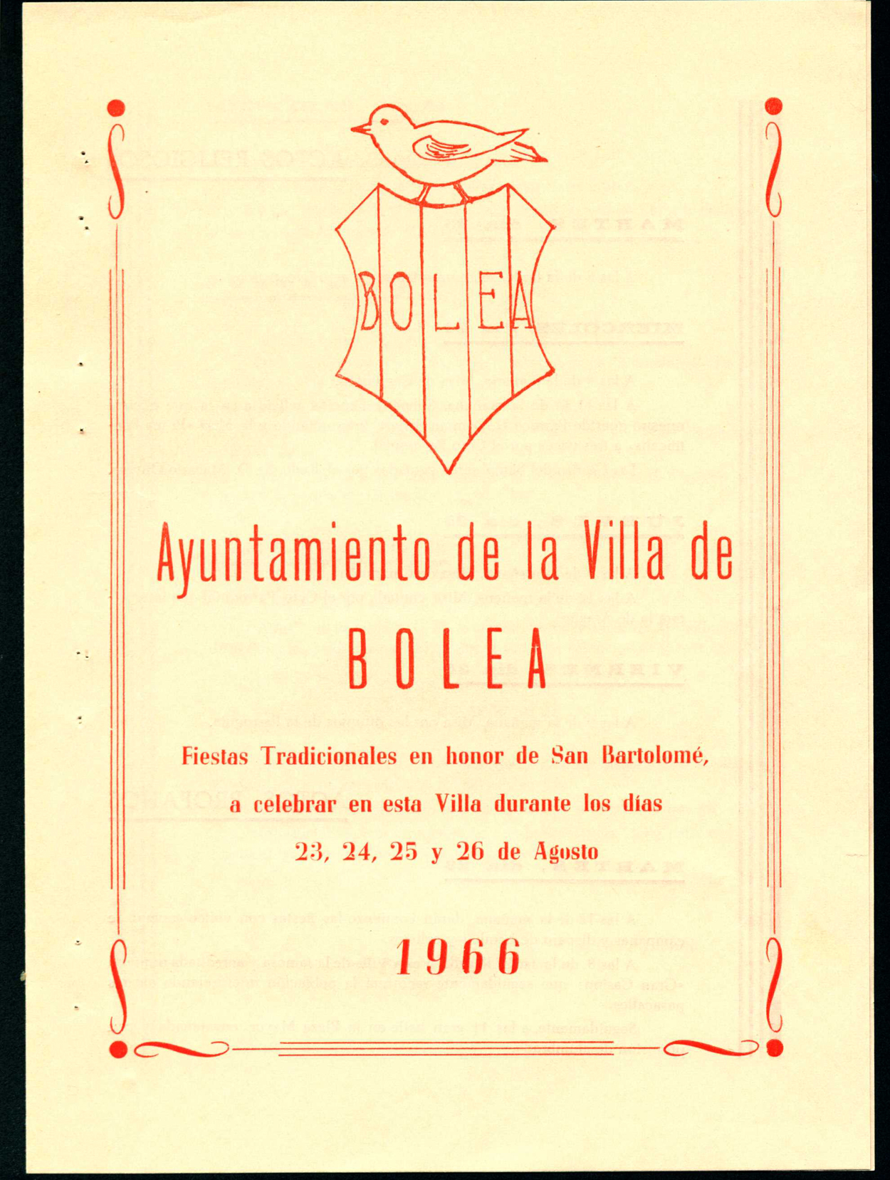 Programa de fiestas de Bolea.